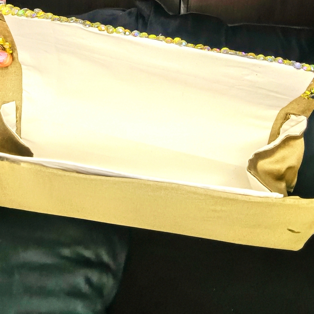 Elegant Olive Green Women's Bag with Rhinestone Closure